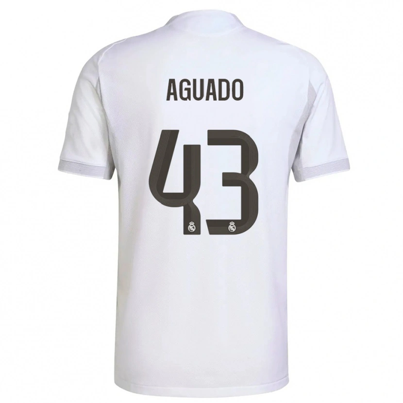 Danxen Niño Camiseta Diego Aguado #43 Blanco Amarillo 1ª Equipación 2025/26 La Camisa