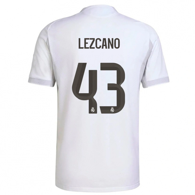 Danxen Niño Camiseta Álvaro Lezcano #43 Blanco Amarillo 1ª Equipación 2025/26 La Camisa