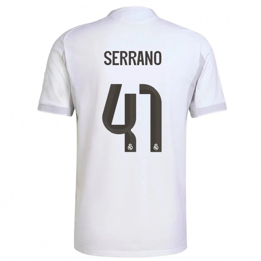 Danxen Niño Camiseta Manu Serrano #41 Blanco Amarillo 1ª Equipación 2025/26 La Camisa