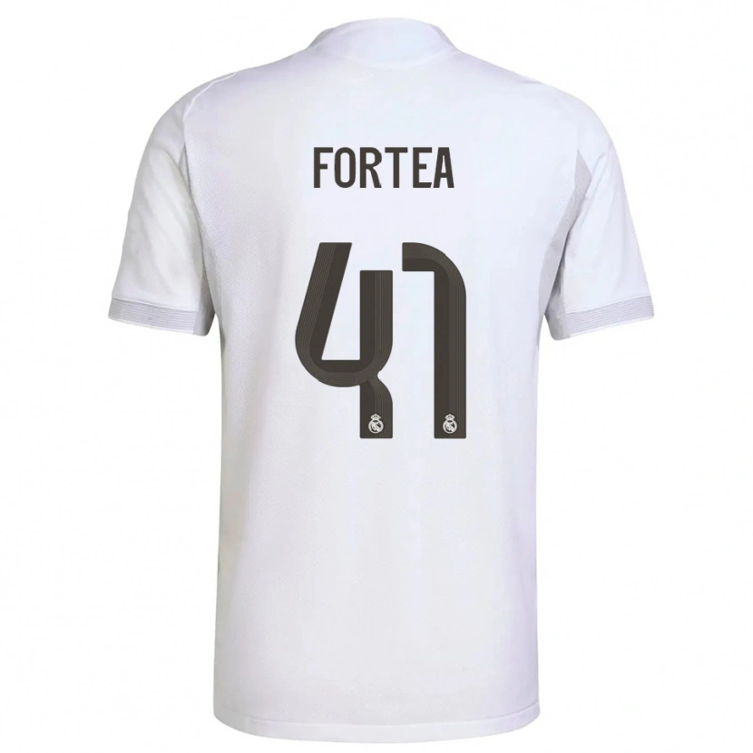 Danxen Niño Camiseta Jesús Fortea #41 Blanco Amarillo 1ª Equipación 2025/26 La Camisa