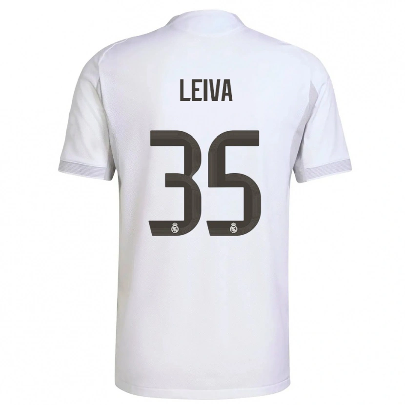Danxen Niño Camiseta Álvaro Leiva #35 Blanco Amarillo 1ª Equipación 2025/26 La Camisa