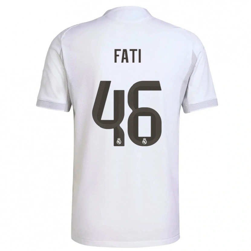 Danxen Niño Camiseta Lamini Fati #46 Blanco Amarillo 1ª Equipación 2025/26 La Camisa