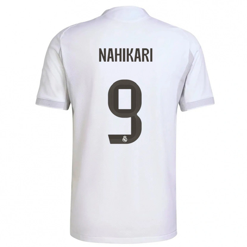 Danxen Niño Camiseta Nahikari Garcia #9 Blanco Amarillo 1ª Equipación 2025/26 La Camisa