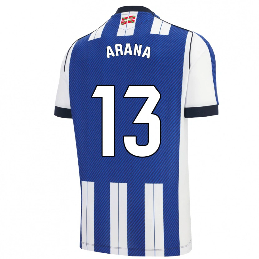Danxen Niño Camiseta Egoitz Arana #13 Azul Blanco 1ª Equipación 2025/26 La Camisa