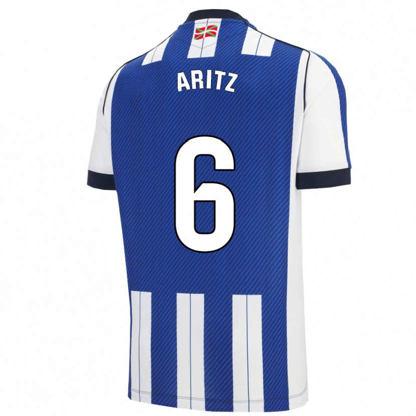 Danxen Niño Camiseta Aritz Elustondo #6 Azul Blanco 1ª Equipación 2025/26 La Camisa