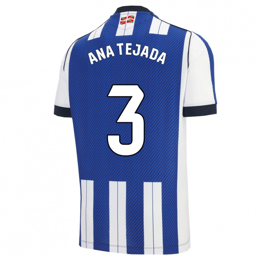 Danxen Niño Camiseta Ana Tejada Jiménez #3 Azul Blanco 1ª Equipación 2025/26 La Camisa