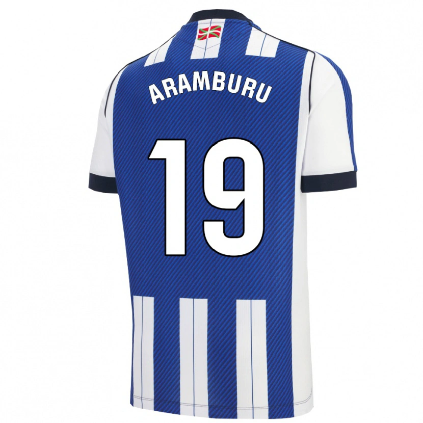 Danxen Niño Camiseta Jon Aramburu #19 Azul Blanco 1ª Equipación 2025/26 La Camisa