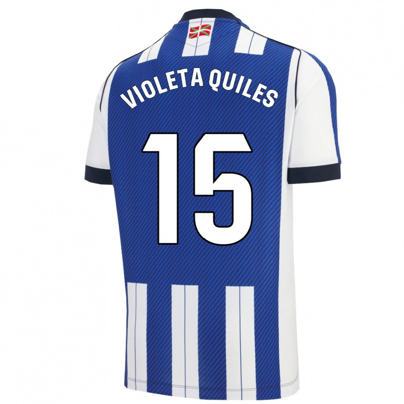 Danxen Niño Camiseta Violeta Quiles #15 Azul Blanco 1ª Equipación 2025/26 La Camisa