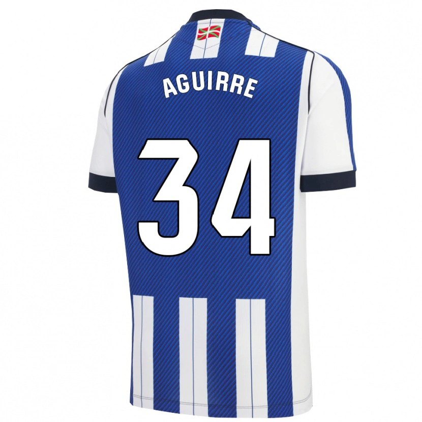 Danxen Niño Camiseta Ibai Aguirre #34 Azul Blanco 1ª Equipación 2025/26 La Camisa