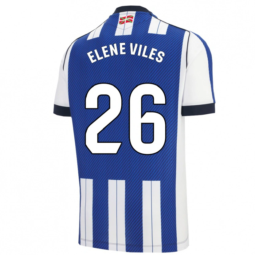 Danxen Niño Camiseta Elene Viles Odriozola #26 Azul Blanco 1ª Equipación 2025/26 La Camisa