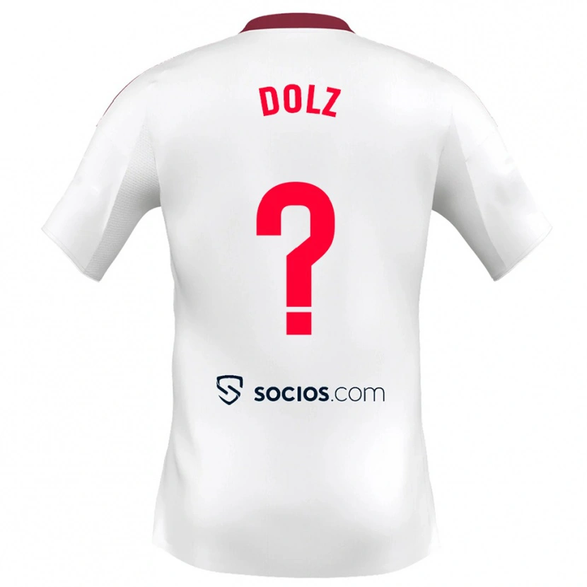 Danxen Niño Camiseta Marc Dolz #0 Blanco Rojo 1ª Equipación 2025/26 La Camisa