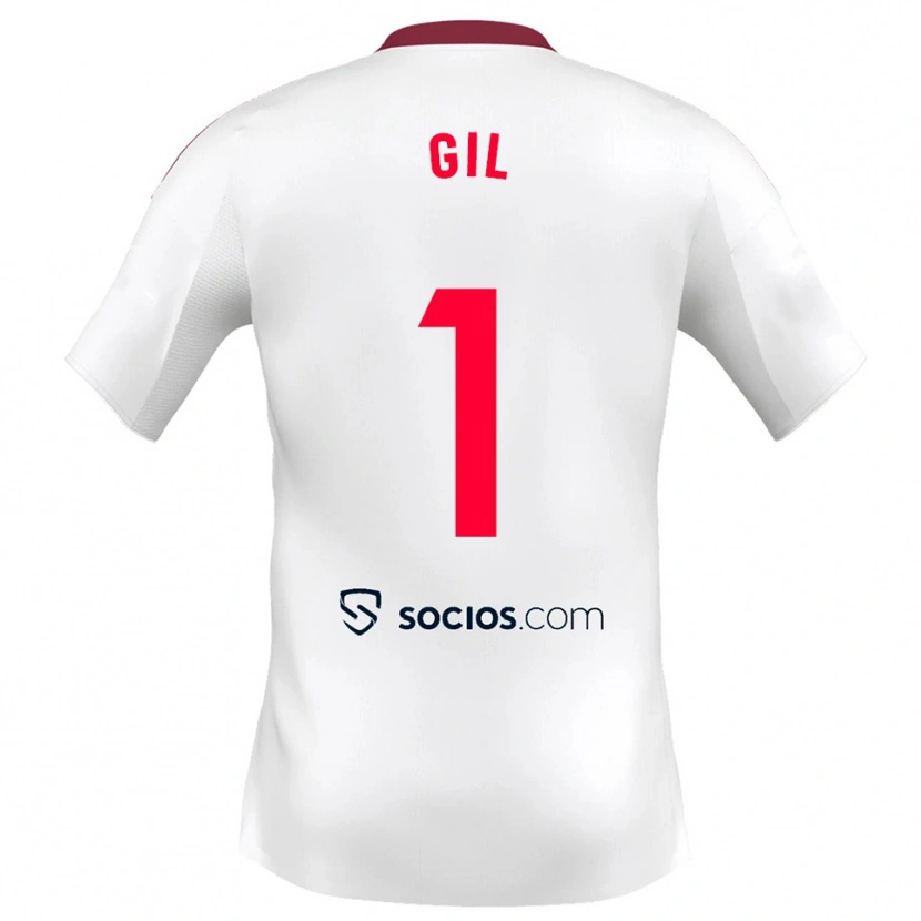 Danxen Niño Camiseta David Gil #1 Blanco Rojo 1ª Equipación 2025/26 La Camisa