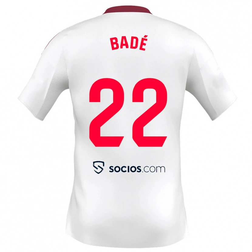 Danxen Niño Camiseta Loïc Badé #22 Blanco Rojo 1ª Equipación 2025/26 La Camisa