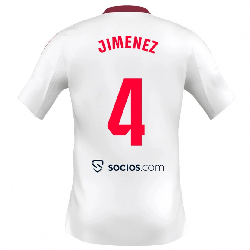 Danxen Niño Camiseta Diego Jiménez #4 Blanco Rojo 1ª Equipación 2025/26 La Camisa