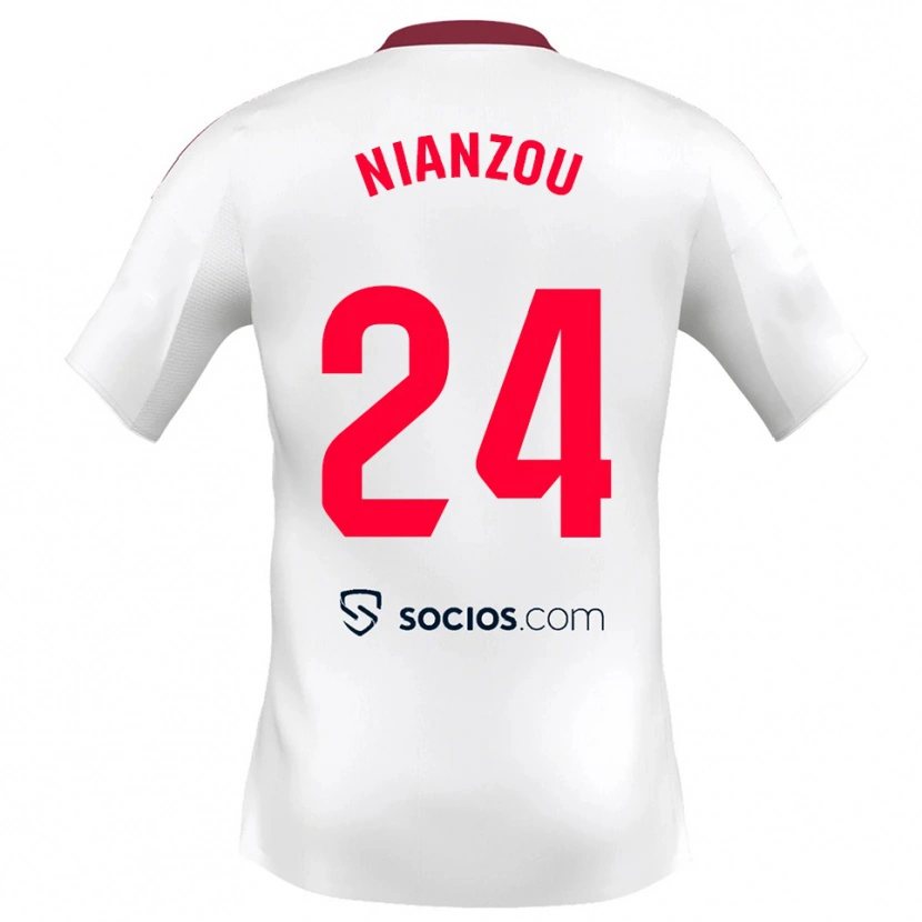 Danxen Niño Camiseta Tanguy Nianzou #24 Blanco Rojo 1ª Equipación 2025/26 La Camisa