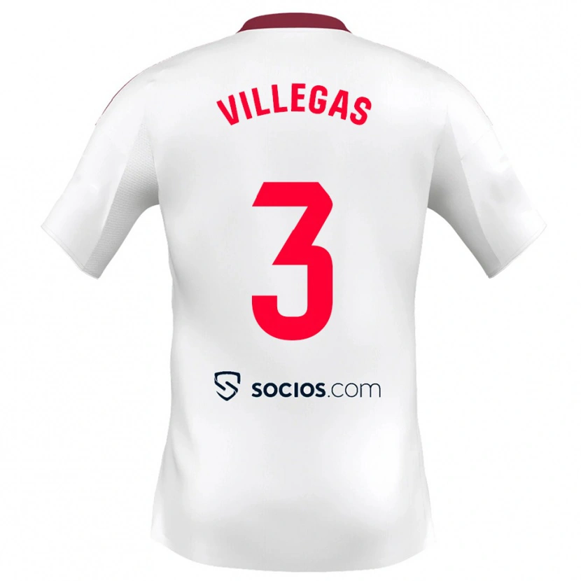 Danxen Niño Camiseta Juancho Villegas #3 Blanco Rojo 1ª Equipación 2025/26 La Camisa