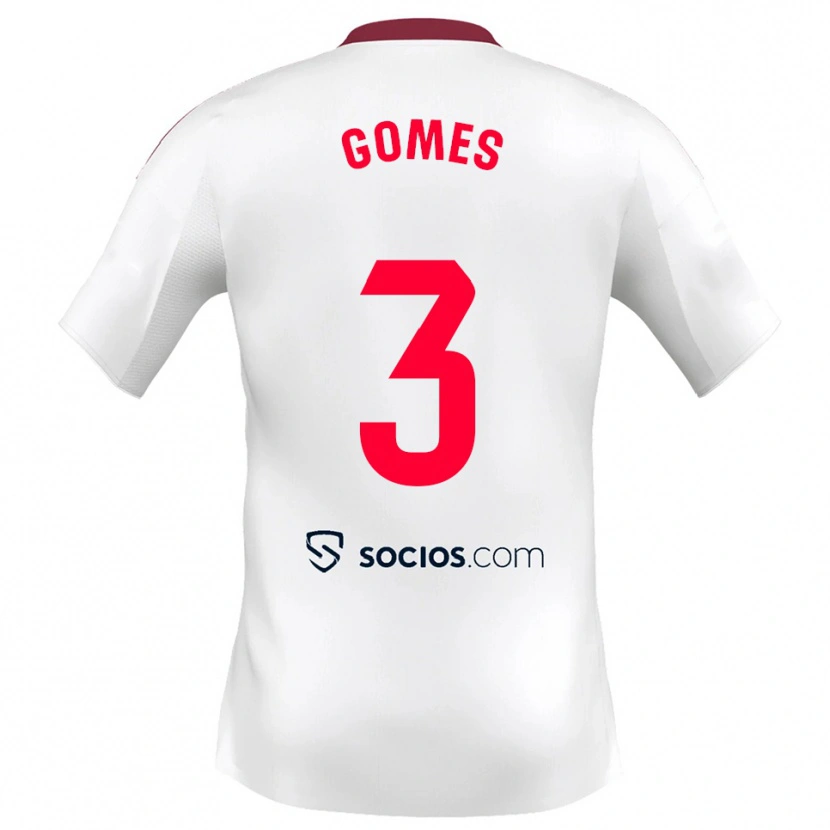 Danxen Niño Camiseta Diana Gomes #3 Blanco Rojo 1ª Equipación 2025/26 La Camisa
