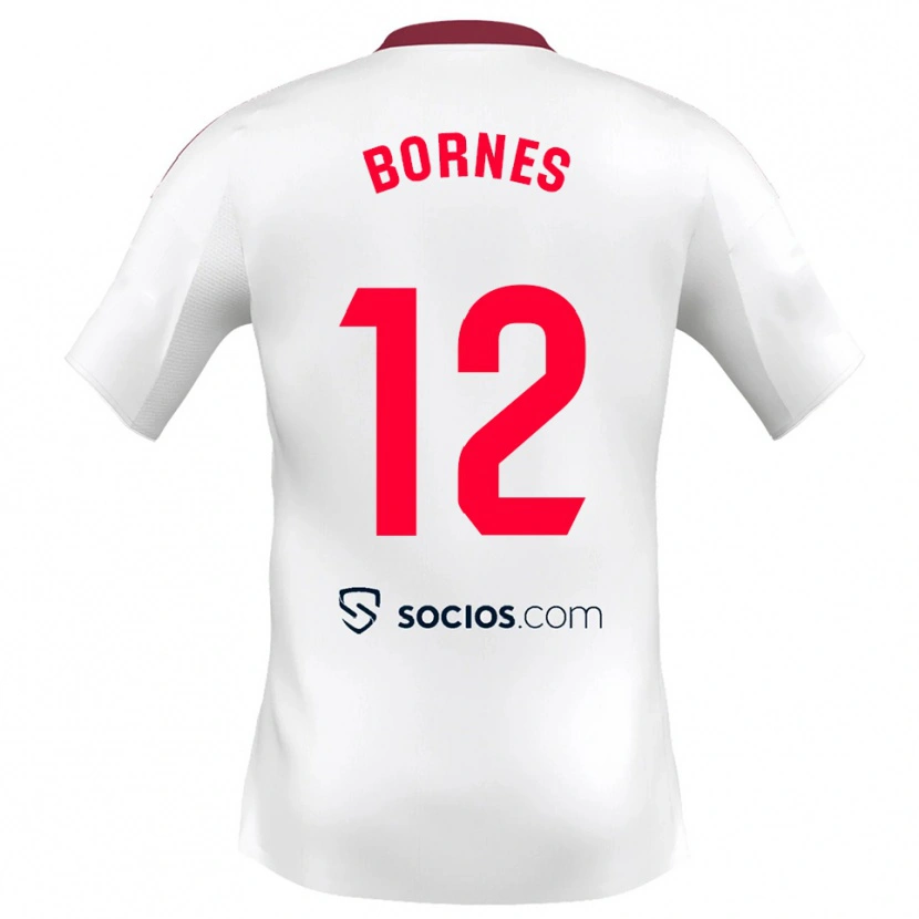 Danxen Niño Camiseta Pedro Bornes #12 Blanco Rojo 1ª Equipación 2025/26 La Camisa