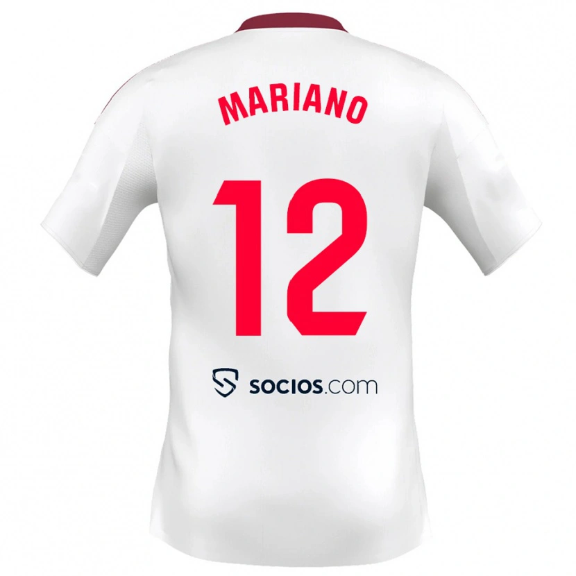 Danxen Niño Camiseta Mariano Diaz #12 Blanco Rojo 1ª Equipación 2025/26 La Camisa