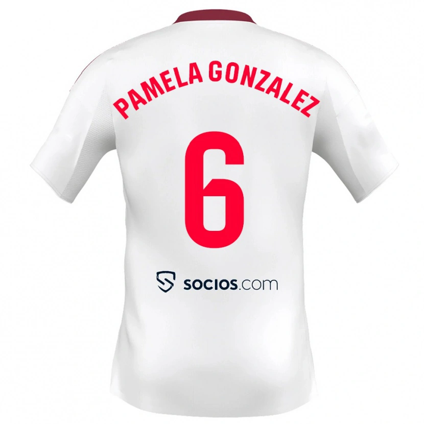 Danxen Niño Camiseta Cinthia Pamela González Medina #6 Blanco Rojo 1ª Equipación 2025/26 La Camisa