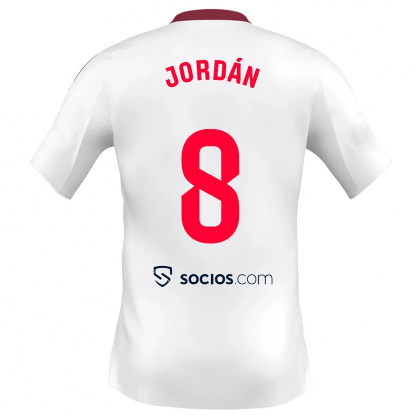 Danxen Niño Camiseta Joan Jordán #8 Blanco Rojo 1ª Equipación 2025/26 La Camisa