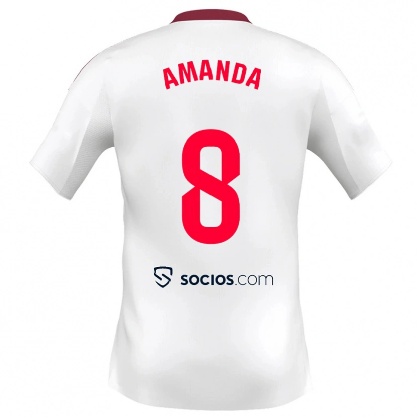 Danxen Niño Camiseta Amanda Sampedro Bustos #8 Blanco Rojo 1ª Equipación 2025/26 La Camisa