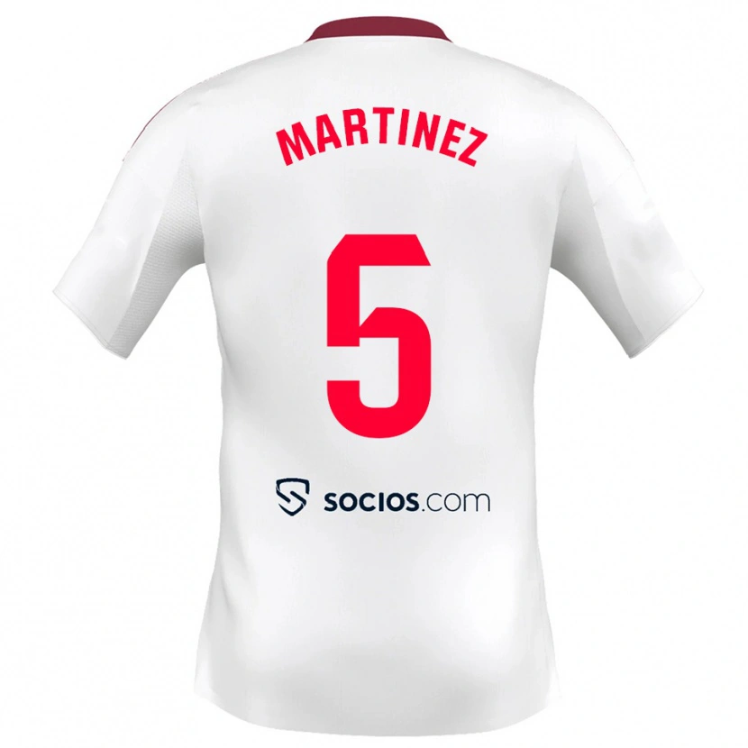 Danxen Niño Camiseta Sergio Martínez #5 Blanco Rojo 1ª Equipación 2025/26 La Camisa