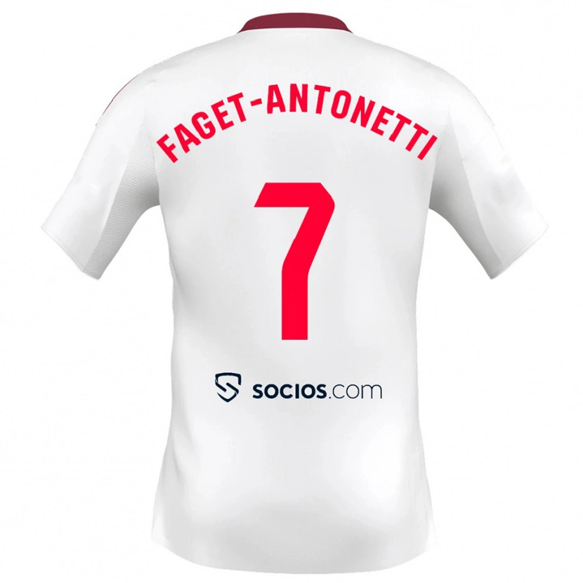 Danxen Niño Camiseta Roméo Faget-Antonetti #7 Blanco Rojo 1ª Equipación 2025/26 La Camisa