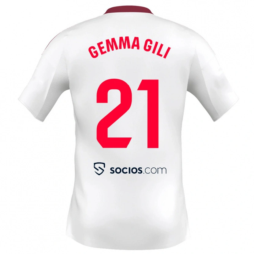 Danxen Niño Camiseta Gemma Gili Giner #21 Blanco Rojo 1ª Equipación 2025/26 La Camisa