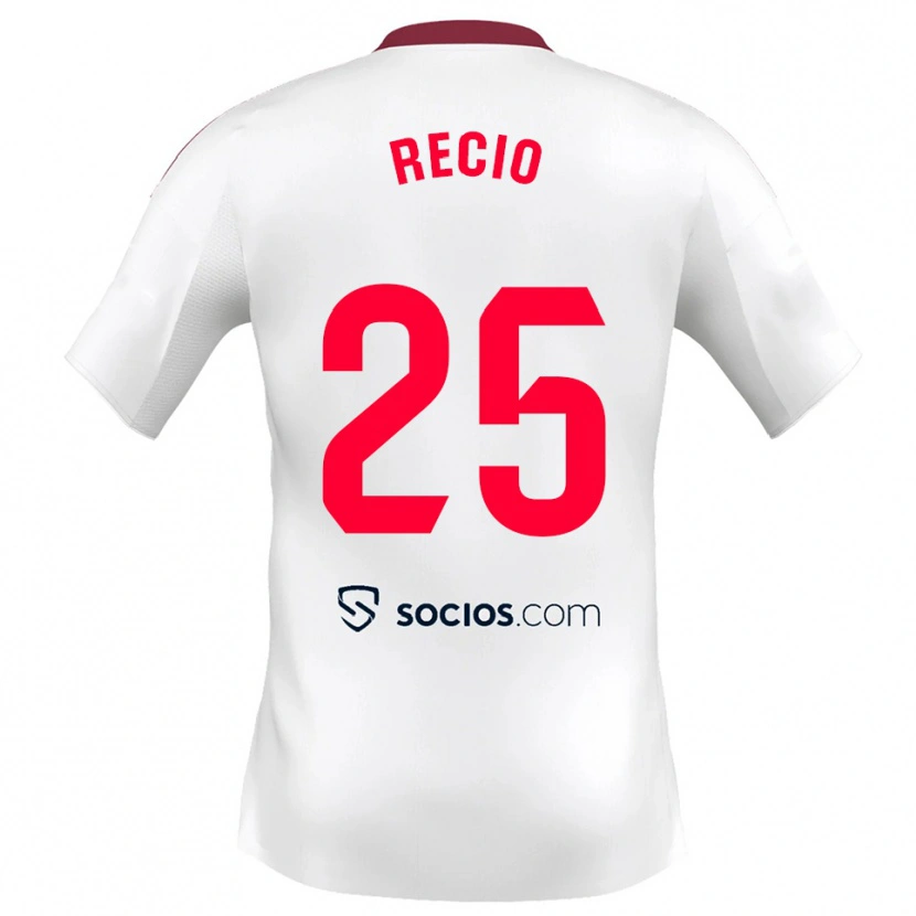 Danxen Niño Camiseta Sergio Recio #25 Blanco Rojo 1ª Equipación 2025/26 La Camisa