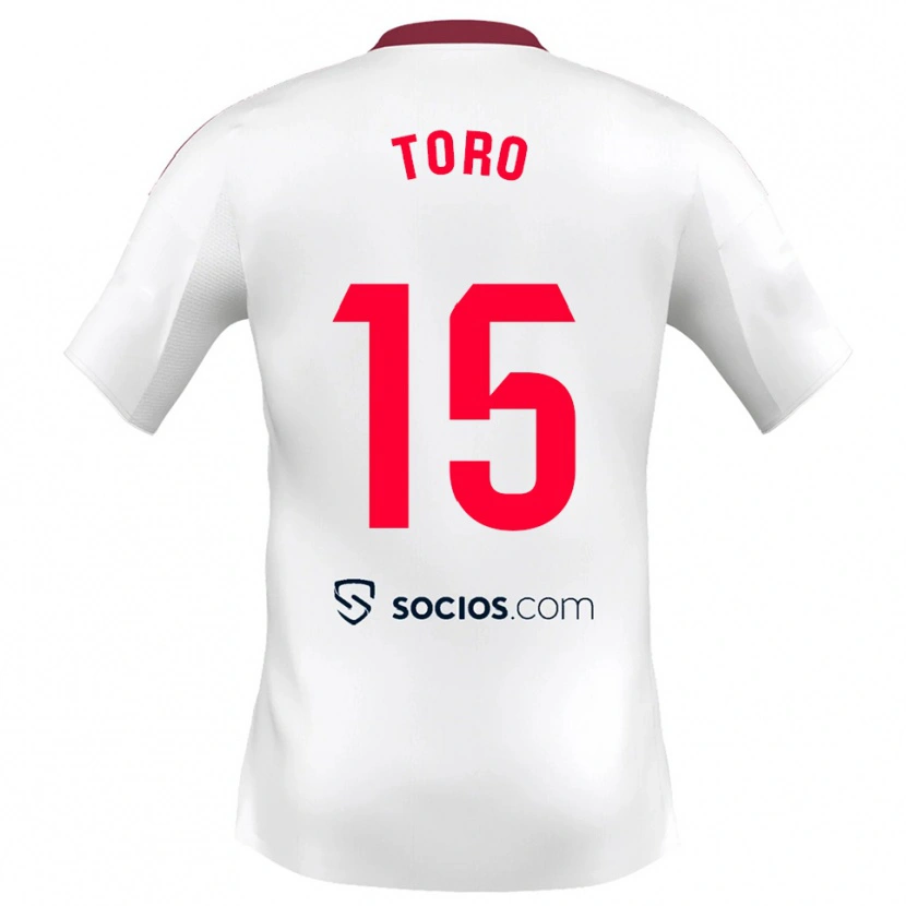 Danxen Niño Camiseta Juanan Toro #15 Blanco Rojo 1ª Equipación 2025/26 La Camisa