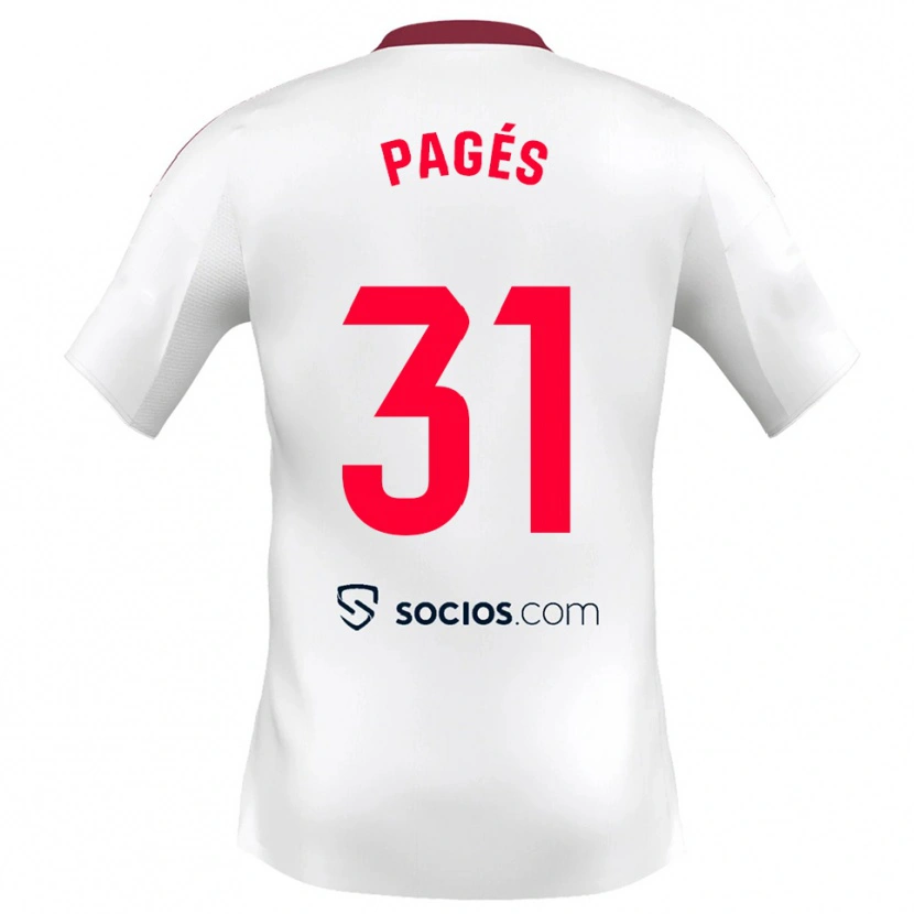 Danxen Niño Camiseta Lukas Pagés #31 Blanco Rojo 1ª Equipación 2025/26 La Camisa