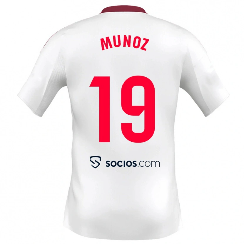Danxen Niño Camiseta Iker Muñoz #19 Blanco Rojo 1ª Equipación 2025/26 La Camisa