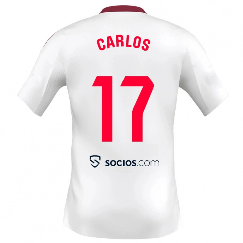 Danxen Niño Camiseta Carlos González #17 Blanco Rojo 1ª Equipación 2025/26 La Camisa