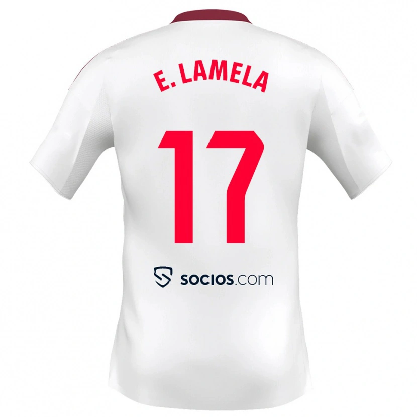 Danxen Niño Camiseta Erik Lamela #17 Blanco Rojo 1ª Equipación 2025/26 La Camisa
