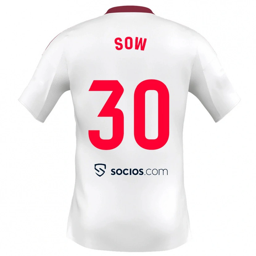 Danxen Niño Camiseta Ibrahima Sow #30 Blanco Rojo 1ª Equipación 2025/26 La Camisa