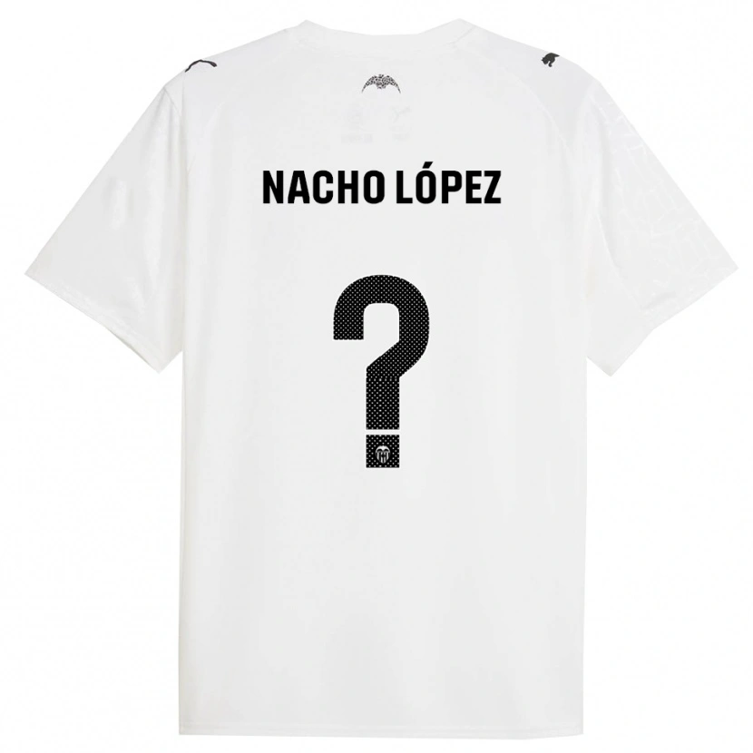 Danxen Niño Camiseta Nacho López #0 Blanco Negro 1ª Equipación 2025/26 La Camisa