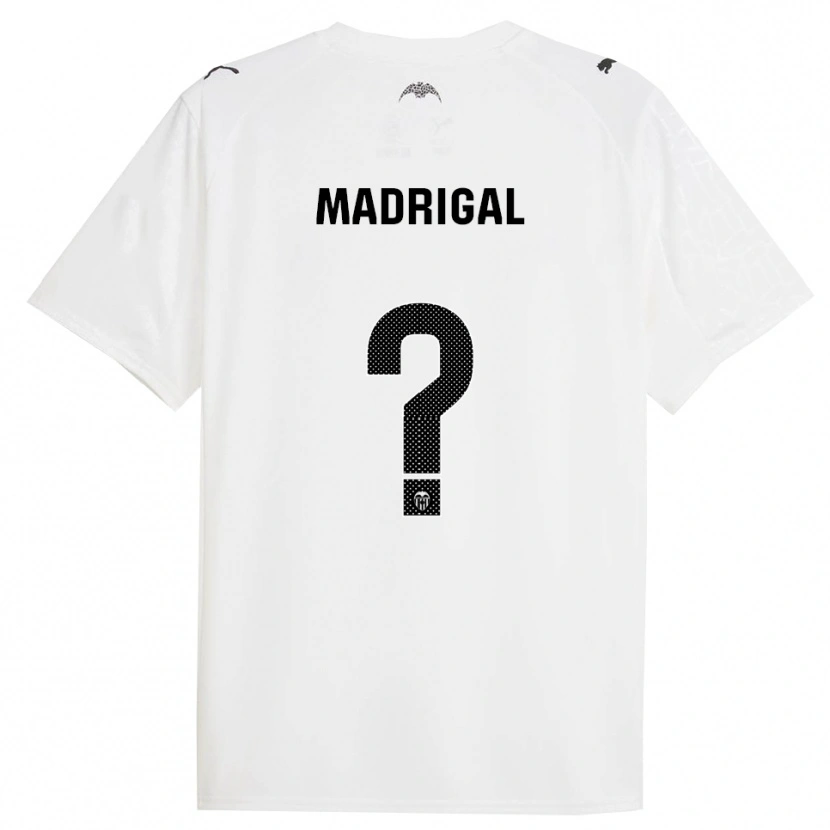 Danxen Niño Camiseta Warren Madrigal #0 Blanco Negro 1ª Equipación 2025/26 La Camisa