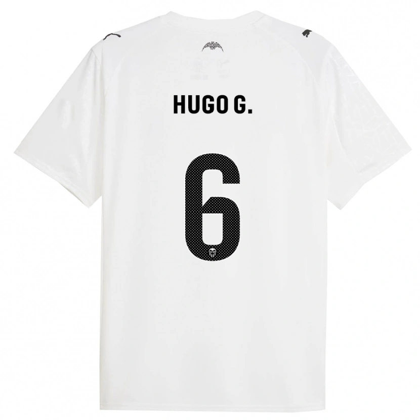 Danxen Niño Camiseta Hugo Guillamón #6 Blanco Negro 1ª Equipación 2025/26 La Camisa