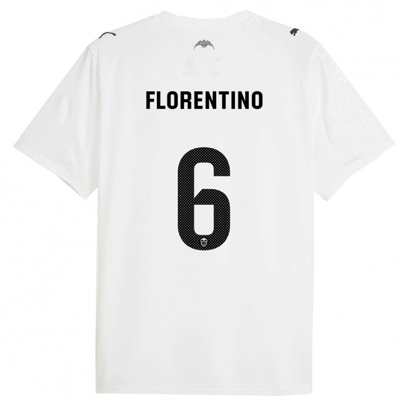 Danxen Niño Camiseta Claudia Florentino #6 Blanco Negro 1ª Equipación 2025/26 La Camisa