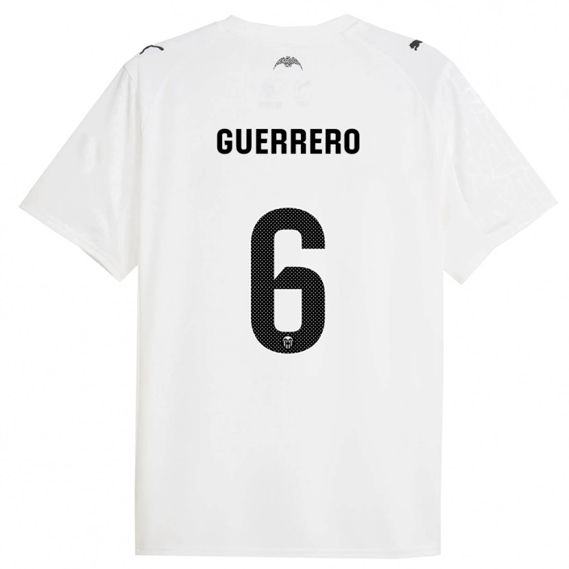 Danxen Niño Camiseta Paula Guerrero #6 Blanco Negro 1ª Equipación 2025/26 La Camisa