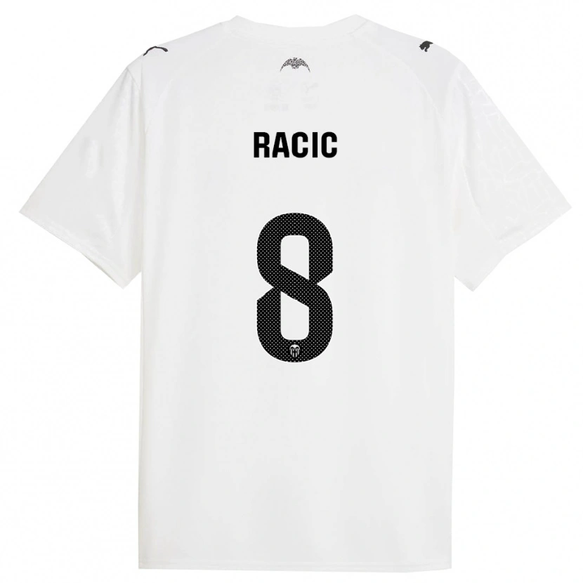 Danxen Niño Camiseta Uros Racic #8 Blanco Negro 1ª Equipación 2025/26 La Camisa