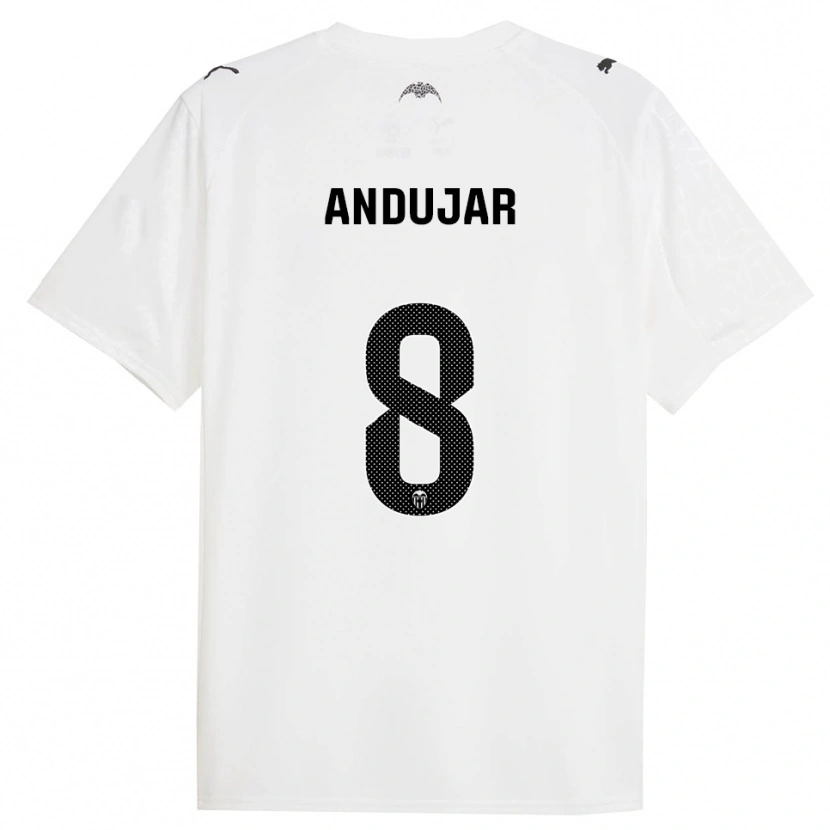 Danxen Niño Camiseta Candela Andujar #8 Blanco Negro 1ª Equipación 2025/26 La Camisa