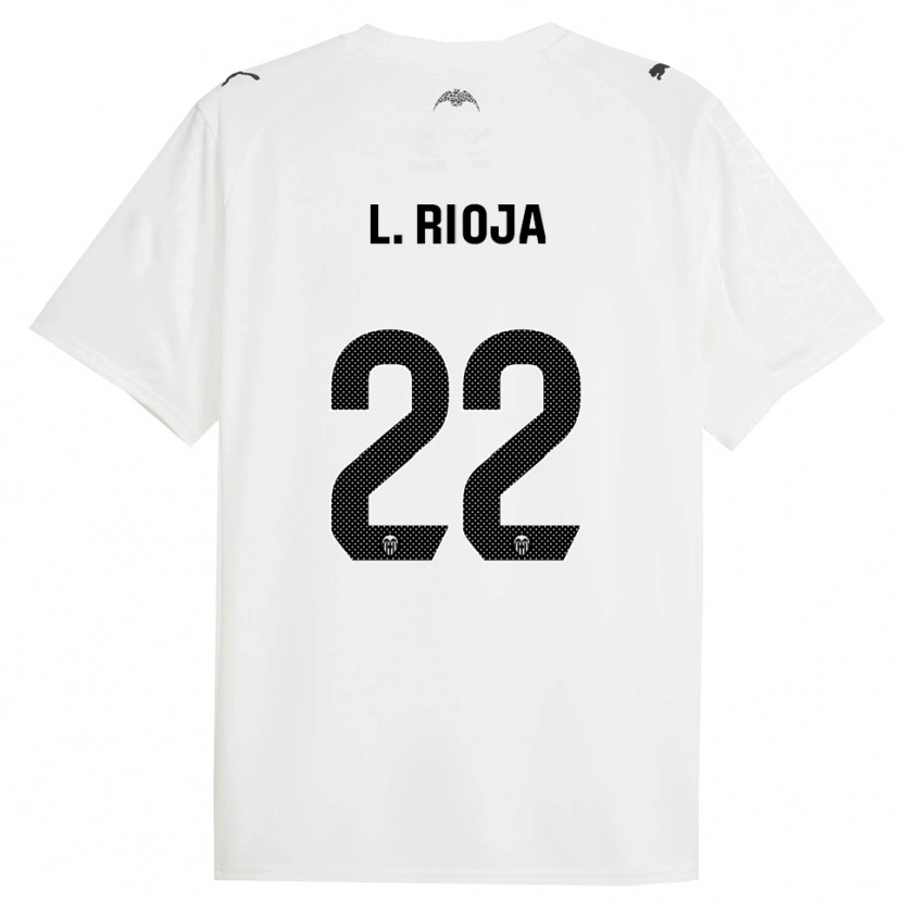 Danxen Niño Camiseta Luis Rioja #22 Blanco Negro 1ª Equipación 2025/26 La Camisa