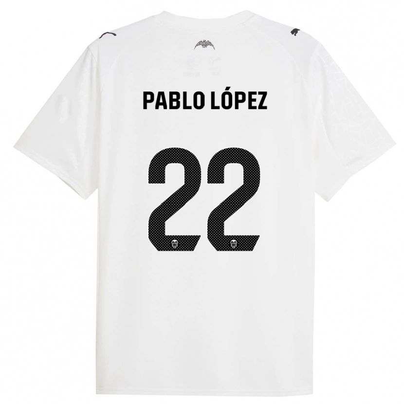 Danxen Niño Camiseta Pablo López #22 Blanco Negro 1ª Equipación 2025/26 La Camisa