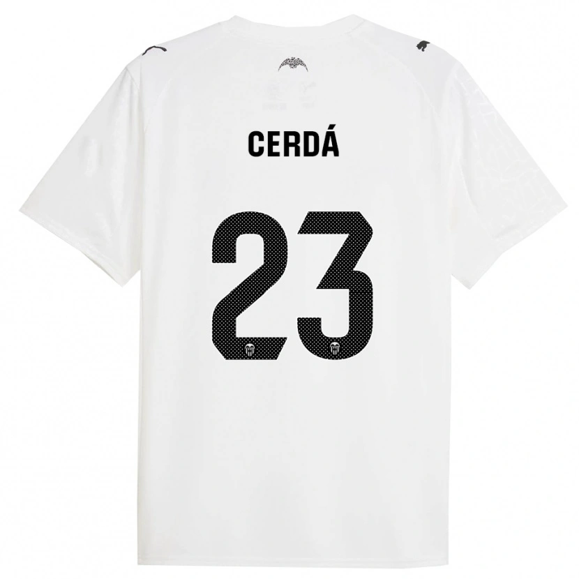 Danxen Niño Camiseta Alex Cerdá #23 Blanco Negro 1ª Equipación 2025/26 La Camisa