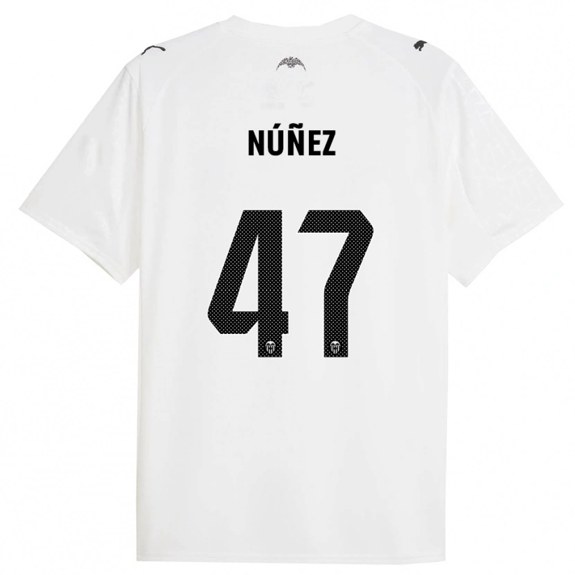 Danxen Niño Camiseta Lucas Núñez #47 Blanco Negro 1ª Equipación 2025/26 La Camisa