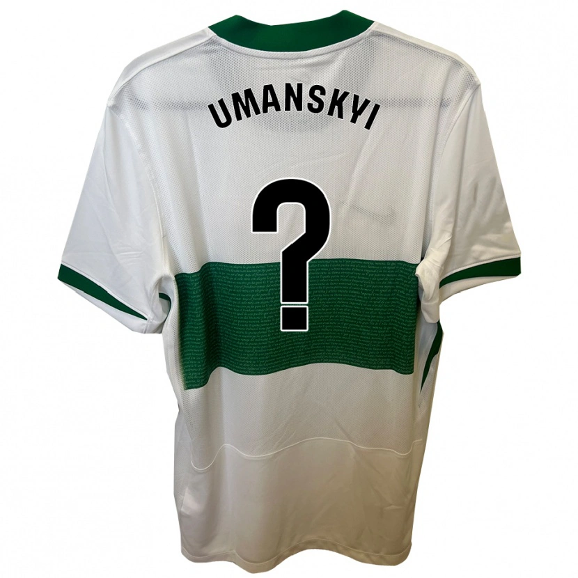 Danxen Niño Camiseta Volodymyr Umanskyi #0 Blanco Verde 1ª Equipación 2025/26 La Camisa