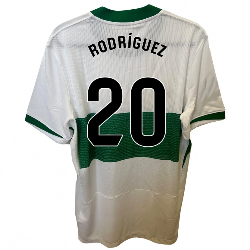 Danxen Niño Camiseta David Rodríguez #20 Blanco Verde 1ª Equipación 2025/26 La Camisa