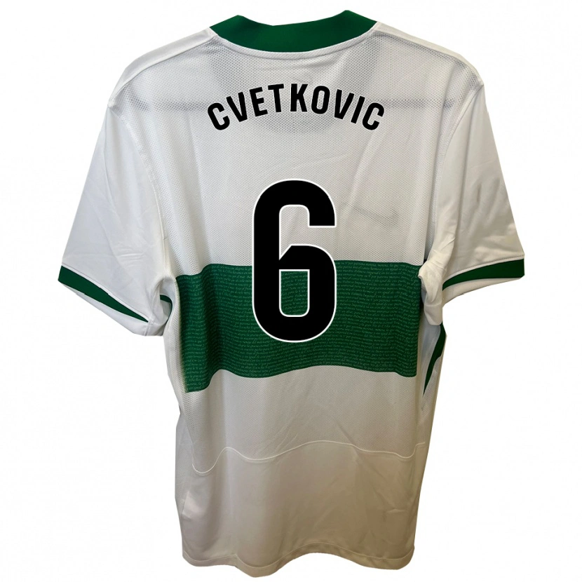 Danxen Niño Camiseta Novak Cvetkovic #6 Blanco Verde 1ª Equipación 2025/26 La Camisa